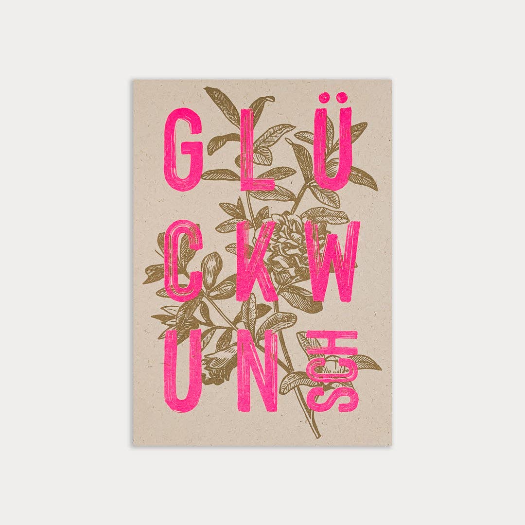 Postkarte / Typo / Glückwunsch / Ökopapier