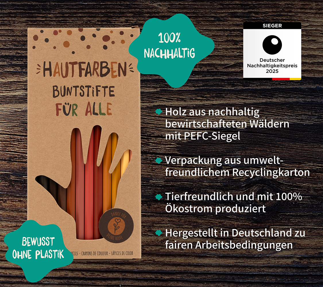 12 Hautfarben-Buntstifte (Deutsche Version)