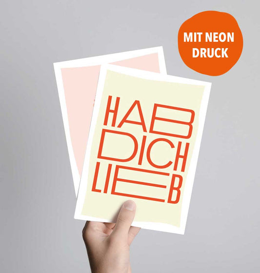 Postkarte mit Neondruck Hab dich lieb