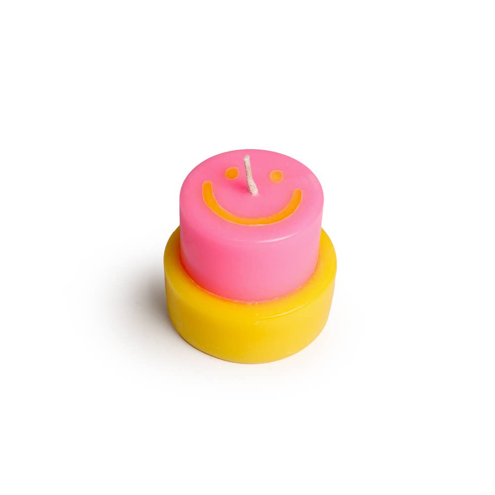 HAPPY CANDLE small neonpink / gelb
