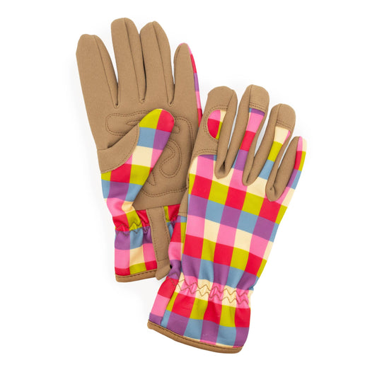 Willow and Belle Gartenhandschuhe, Einheitsgröße – Rosa Vichykaro-Design
