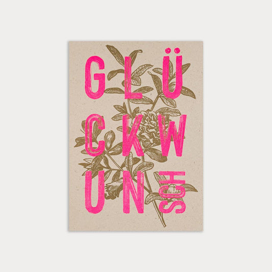 Postkarte / Typo / Glückwunsch / Ökopapier