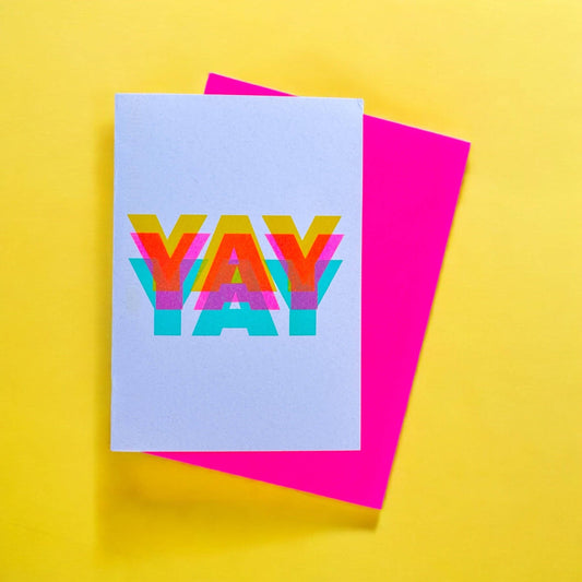 YAY Risograph-Printed Greeting Card