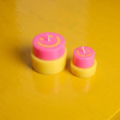 HAPPY CANDLE small neonpink / gelb