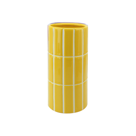 Vase mit Kachelmuster, gelb, Ø10,5 cm, H23 cm