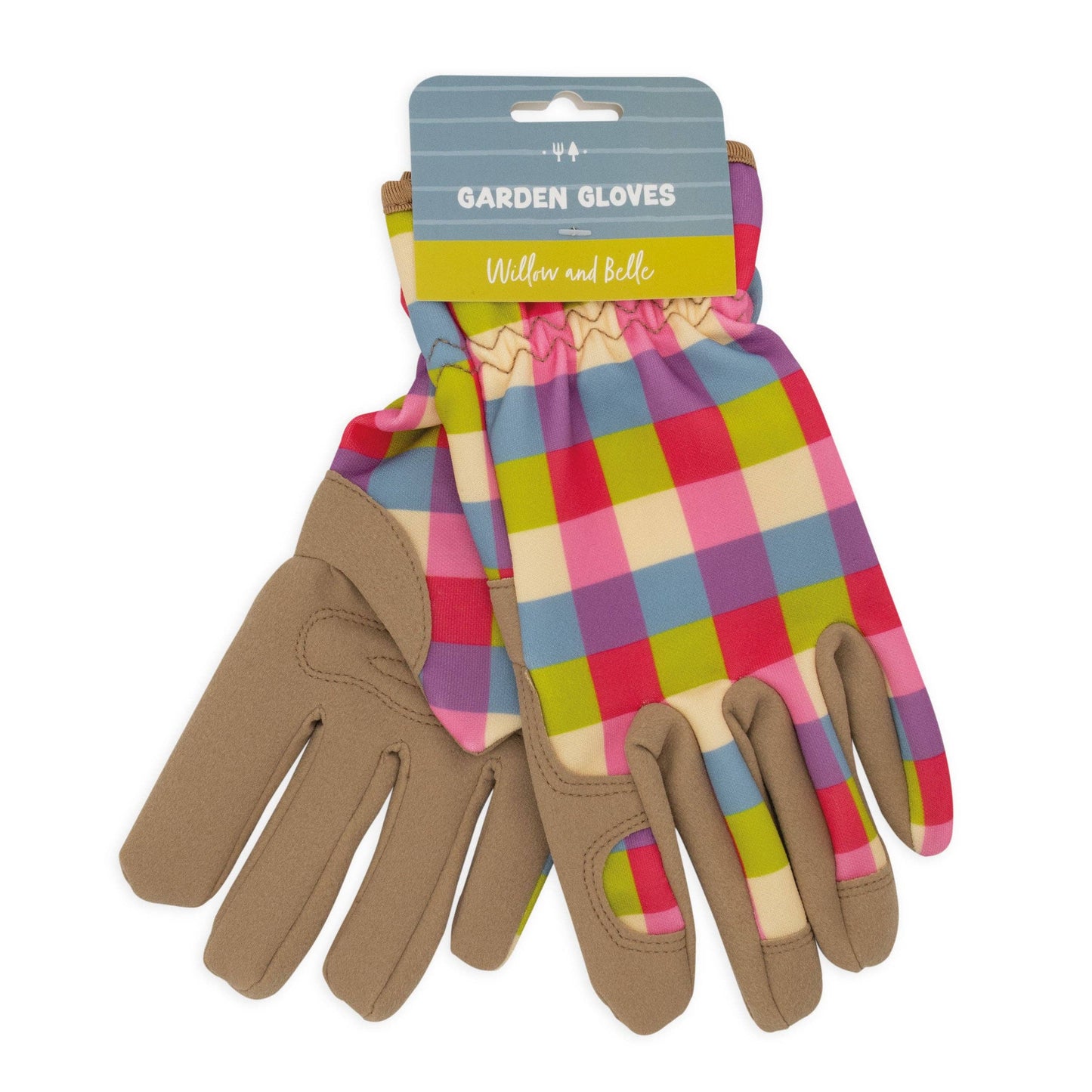 Willow and Belle Gartenhandschuhe, Einheitsgröße – Rosa Vichykaro-Design