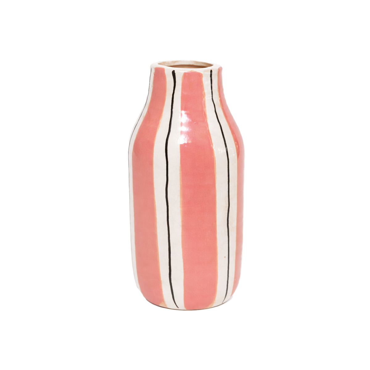 Mittelgroße rosa gestreifte Giulia-Vase - Ø10 H20,5 cm