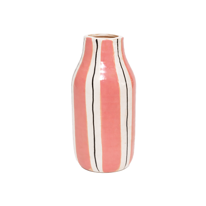 Mittelgroße rosa gestreifte Giulia-Vase - Ø10 H20,5 cm