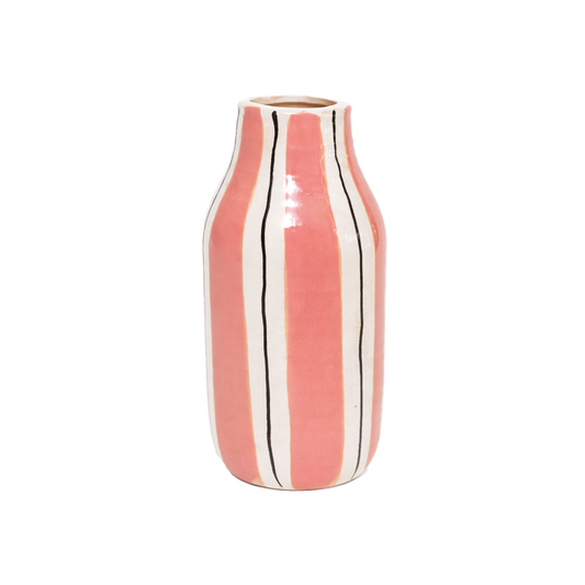 Mittelgroße rosa gestreifte Giulia-Vase - Ø10 H20,5 cm