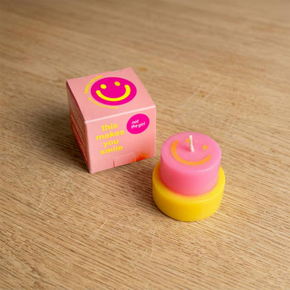 HAPPY CANDLE small neonpink / gelb