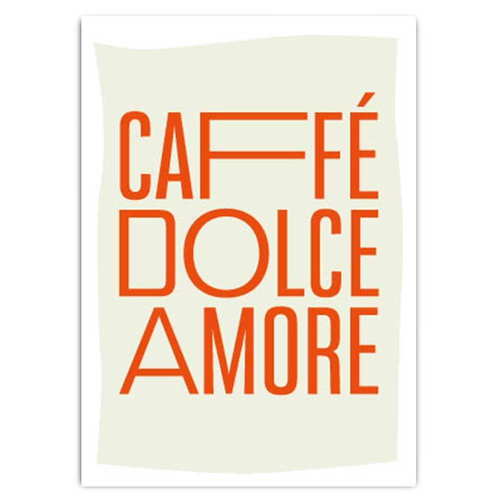 Postkarte mit Neondruck Caffé, dolce, amore