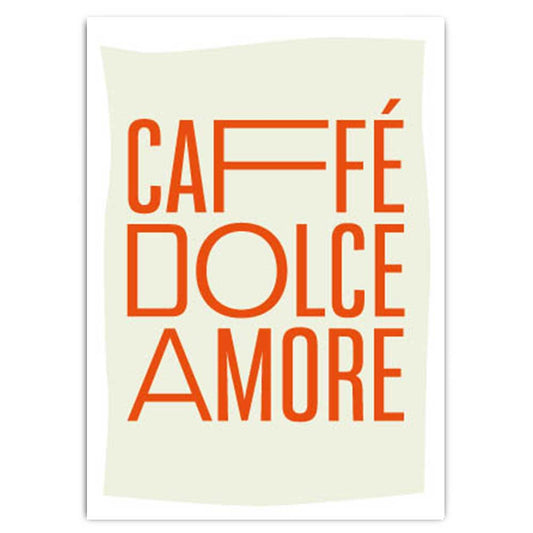 Postkarte mit Neondruck Caffé, dolce, amore