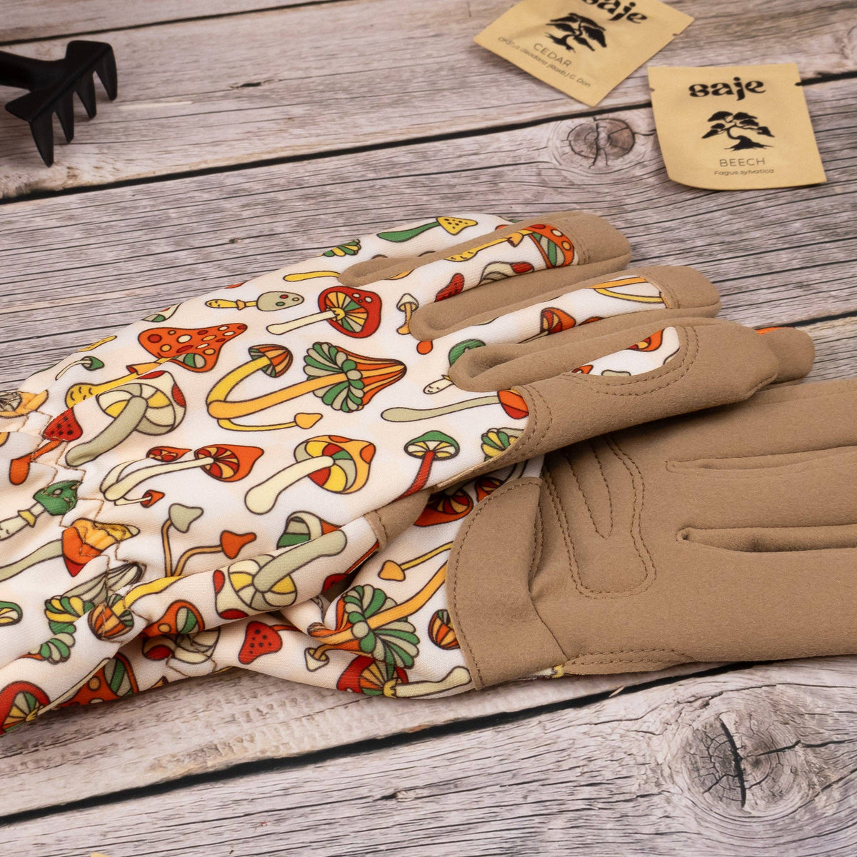 Saje Gartenhandschuhe für Damen – Einheitsgröße – Retro-Motiv mit Pilzen
