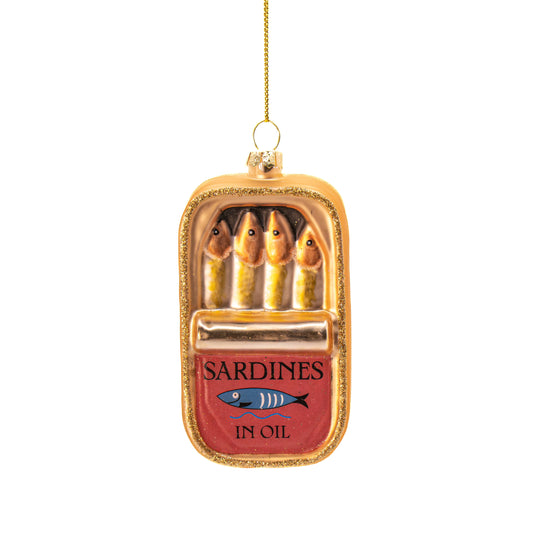 Weihnachtskugel in Sardinendosenform