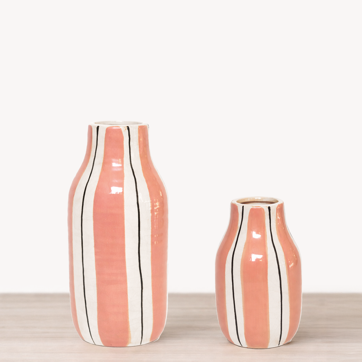 Mittelgroße rosa gestreifte Giulia-Vase - Ø10 H20,5 cm