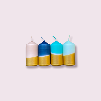 Drei Dip Dye Kerzen